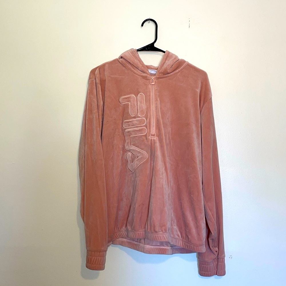 FILA | Pink Suede Velour Zip-up Hoodie